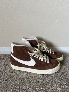 Nike Mid-Top Suede Sneakers in Brown and White